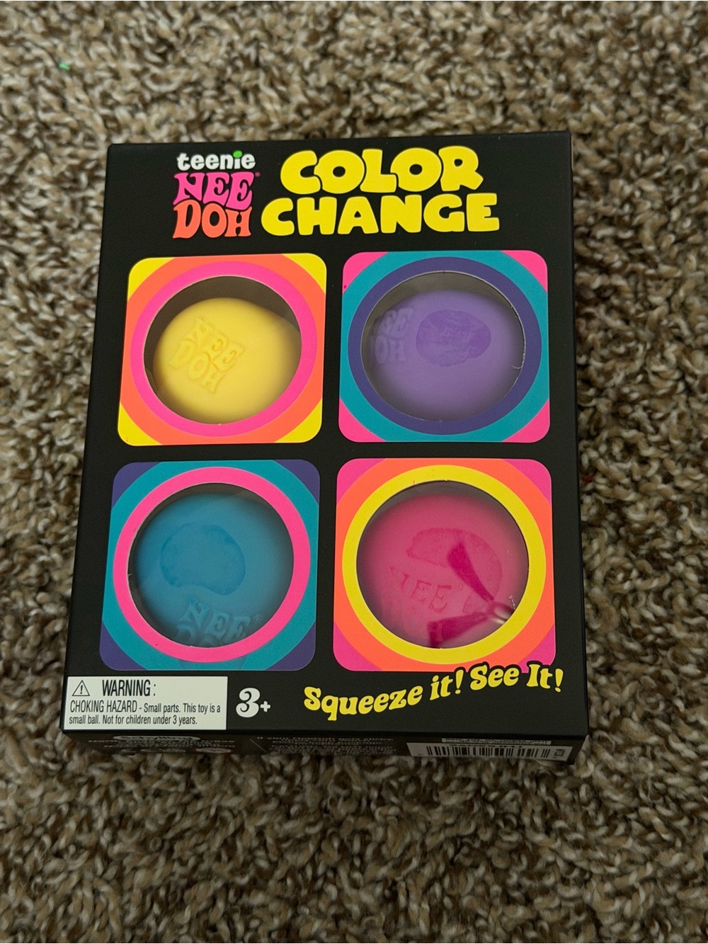 Schylling Needoh Teenie Color Change Needoh - Sensory Squeeze Toy - 4 Pack